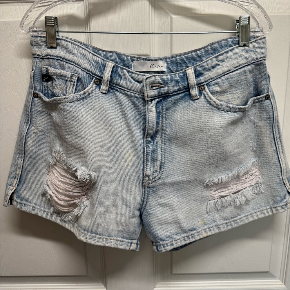 Light Blue Distressed Denim Shorts